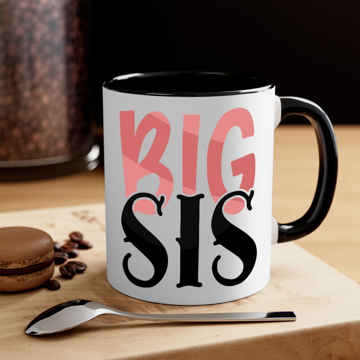 Big Sis Style 55# Mug with colorful handle and glossy finish, available in multiple colors and sizes.