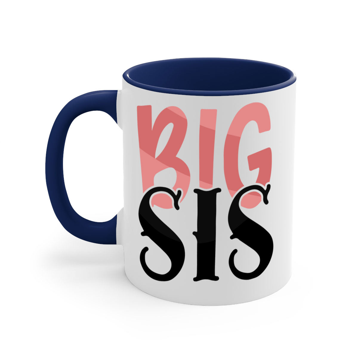 Big Sis Style 55# Mug with colorful handle and glossy finish, available in multiple colors and sizes.