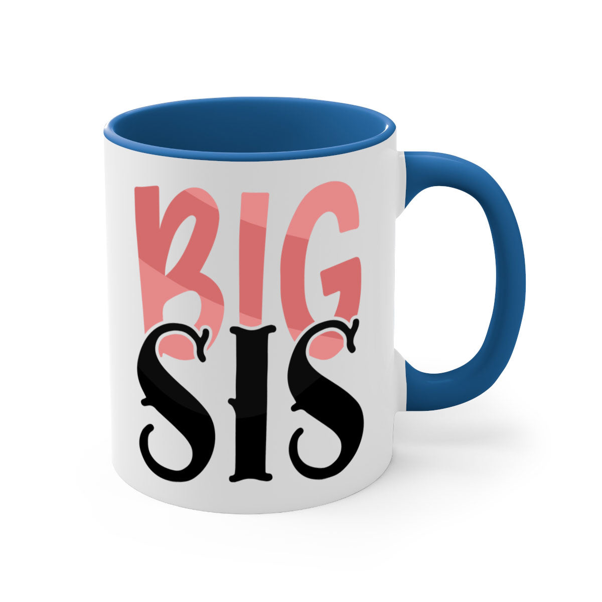 Big Sis Style 55# Mug with colorful handle and glossy finish, available in multiple colors and sizes.