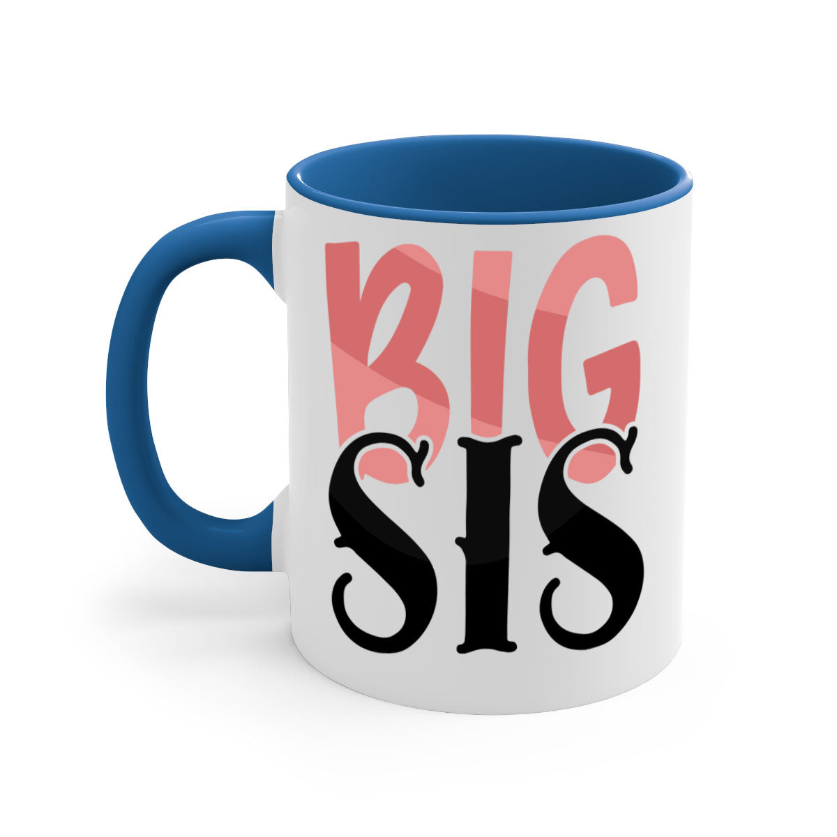 Big Sis Style 55# Mug with colorful handle and glossy finish, available in multiple colors and sizes.