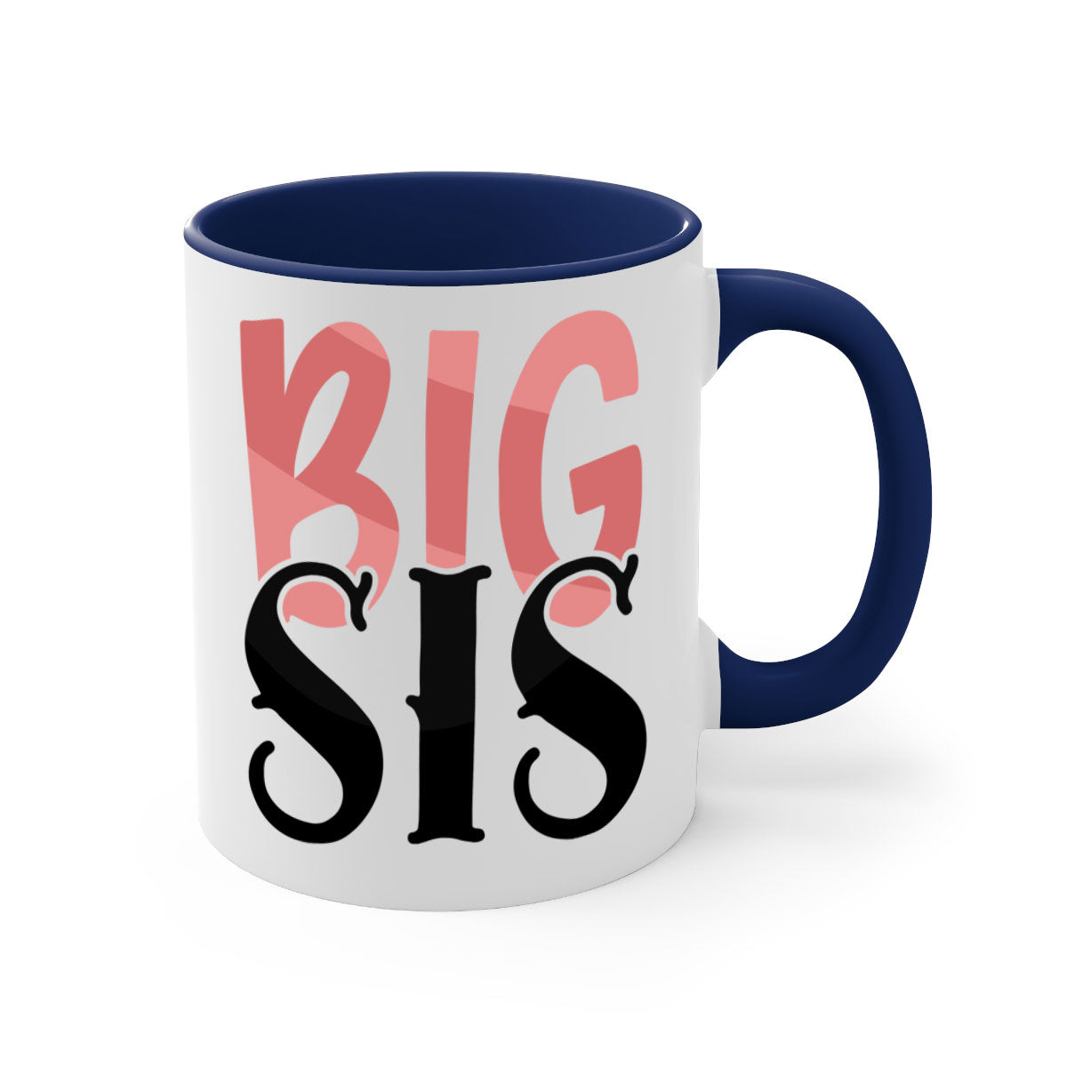 Big Sis Style 55# Mug with colorful handle and glossy finish, available in multiple colors and sizes.