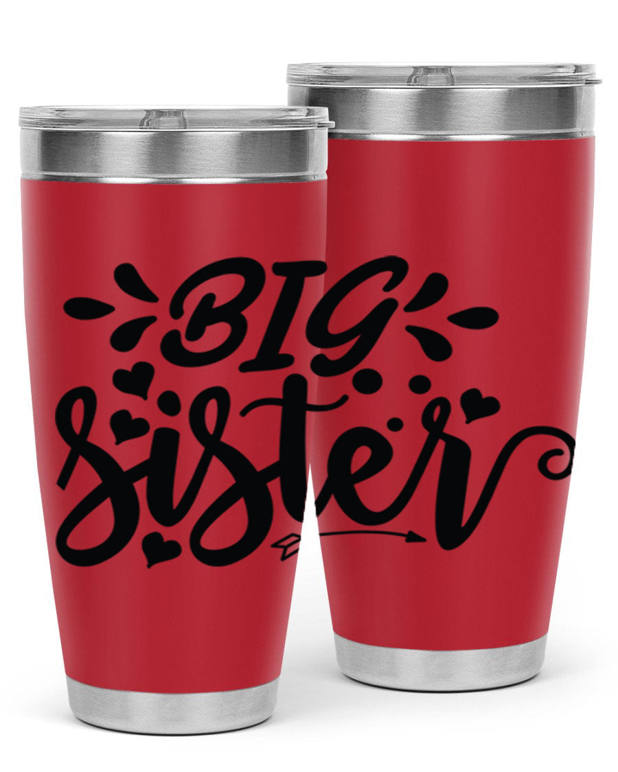 Big Sister 70# Tumbler in stainless steel with a drink-thru lid, showcasing its sleek design and vibrant print.