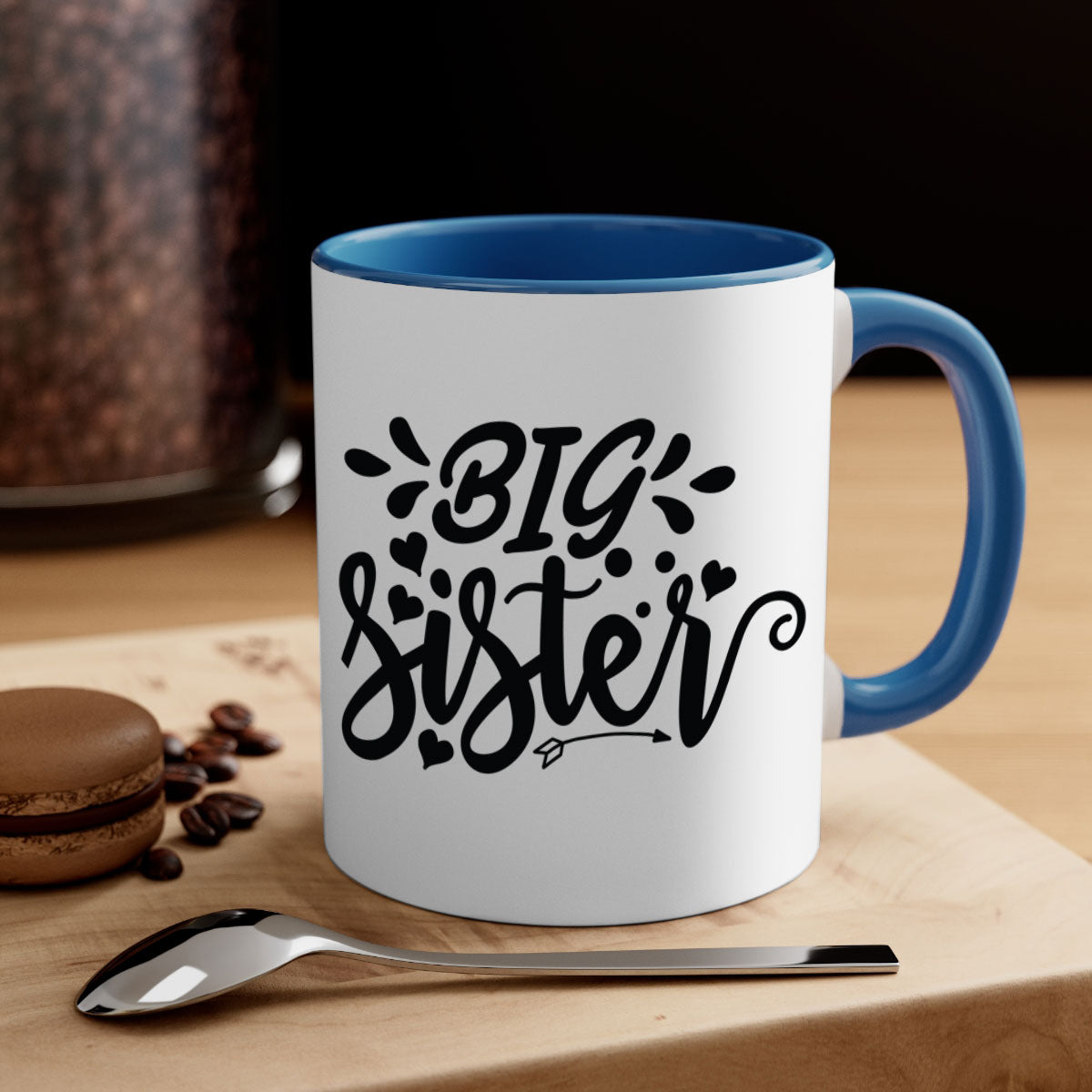 Big Sister 70# Mug with a glossy finish, featuring a colored handle and interior, available in multiple colors.