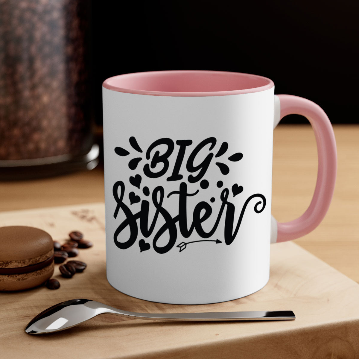 Big Sister 70# Mug with a glossy finish, featuring a colored handle and interior, available in multiple colors.