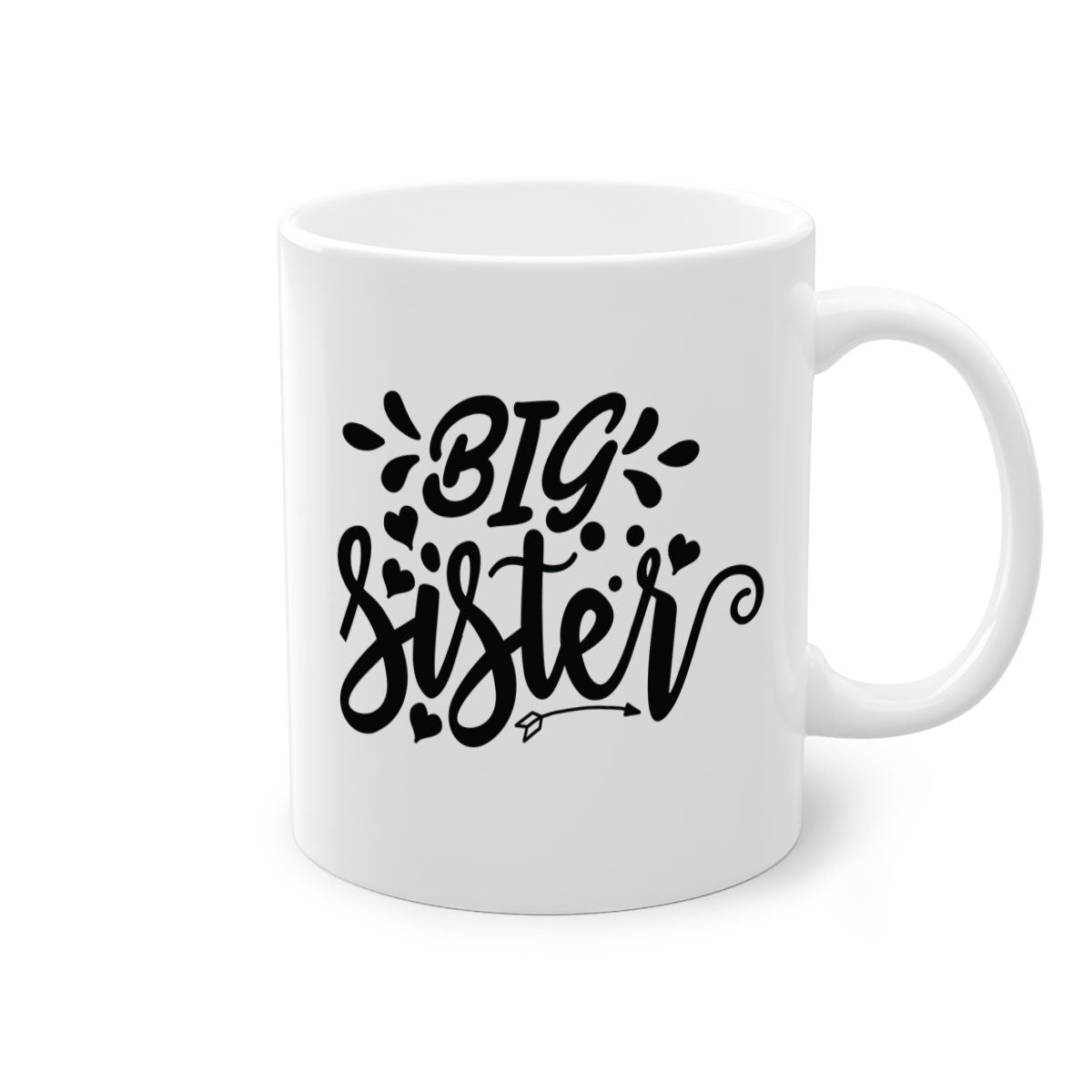 Big Sister 70# Mug with a glossy finish, featuring a colored handle and interior, available in multiple colors.