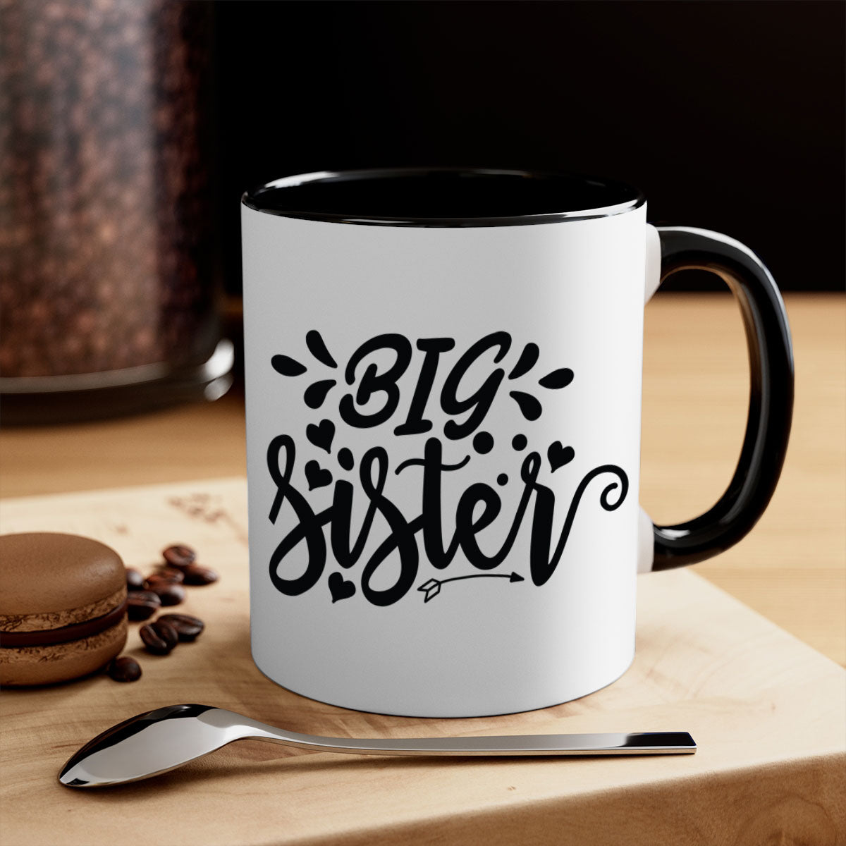 Big Sister 70# Mug with a glossy finish, featuring a colored handle and interior, available in multiple colors.