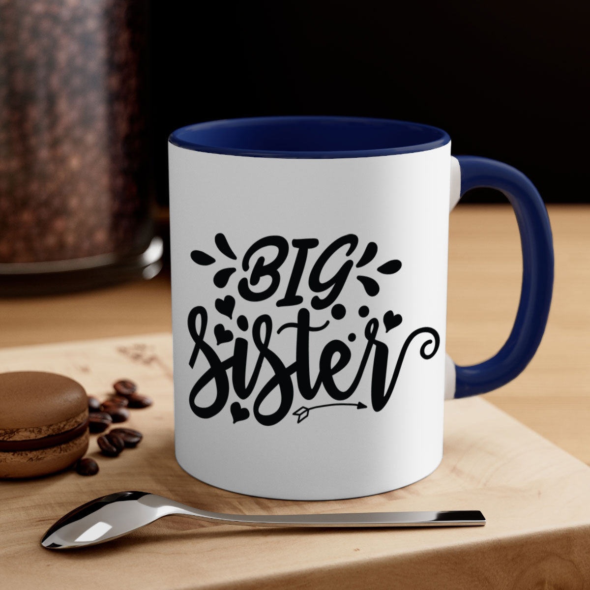 Big Sister 70# Mug with a glossy finish, featuring a colored handle and interior, available in multiple colors.