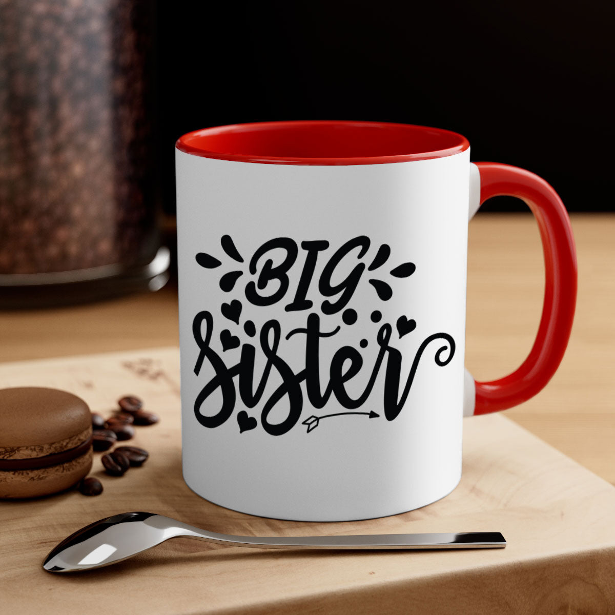 Big Sister 70# Mug with a glossy finish, featuring a colored handle and interior, available in multiple colors.