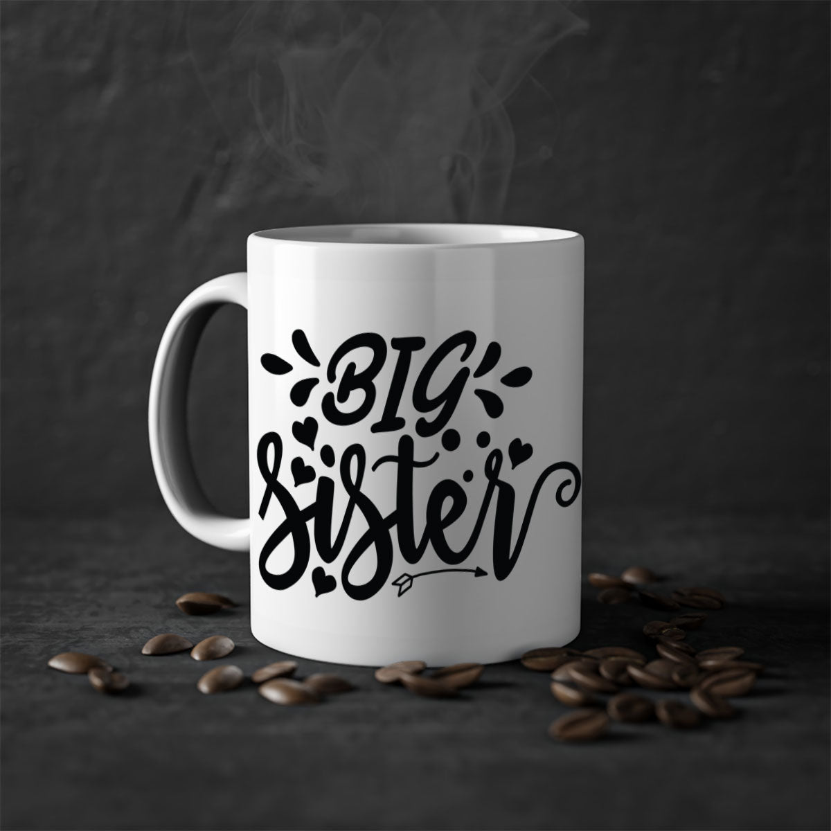 Big Sister 70# Mug with a glossy finish, featuring a colored handle and interior, available in multiple colors.