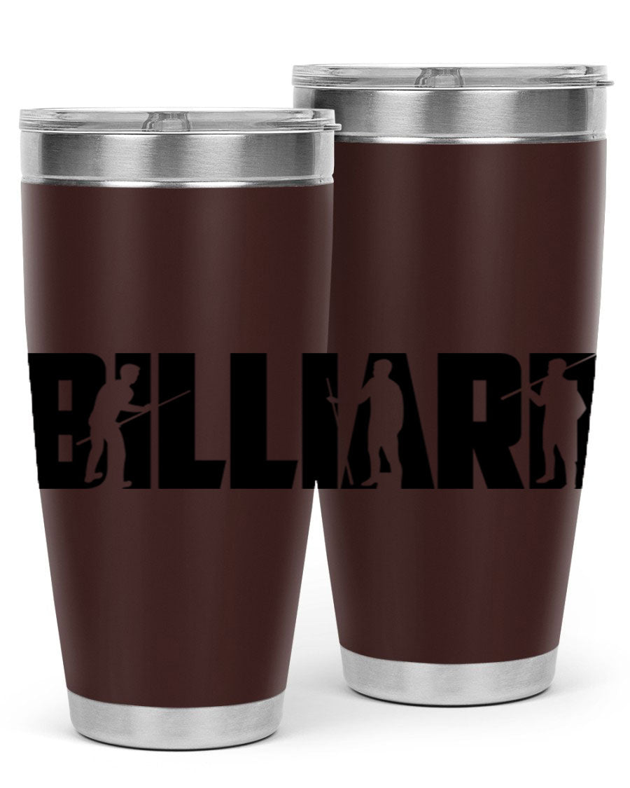 Billiard 1417# 20oz Tumbler made of stainless steel with a copper lining, featuring a drink-thru lid and a sleek design.