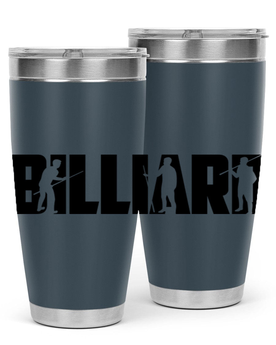 Billiard 1417# 20oz Tumbler made of stainless steel with a copper lining, featuring a drink-thru lid and a sleek design.