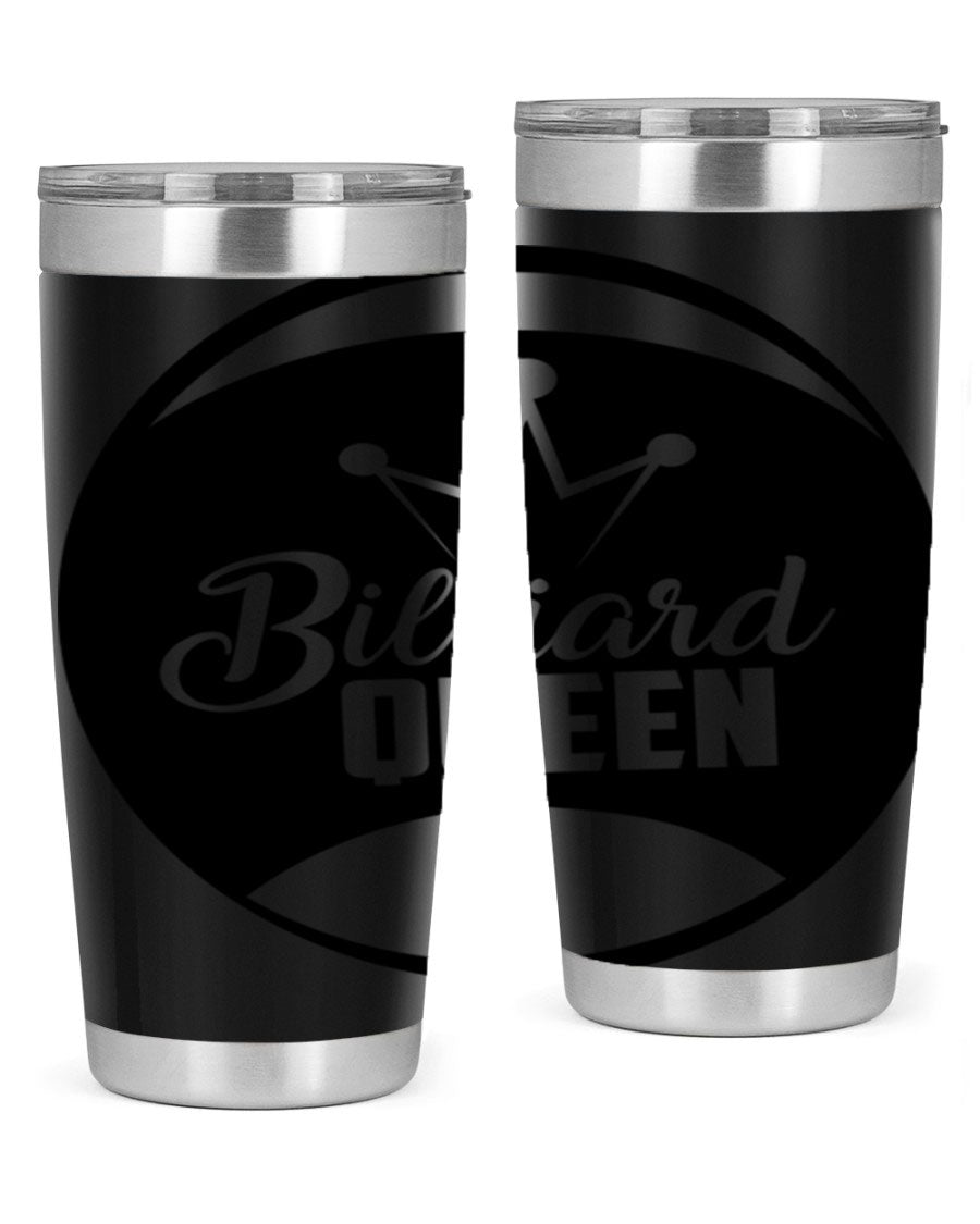 Billiard Queen 1415# 20oz stainless steel tumbler with copper lining, featuring a drink-thru lid and stylish design.