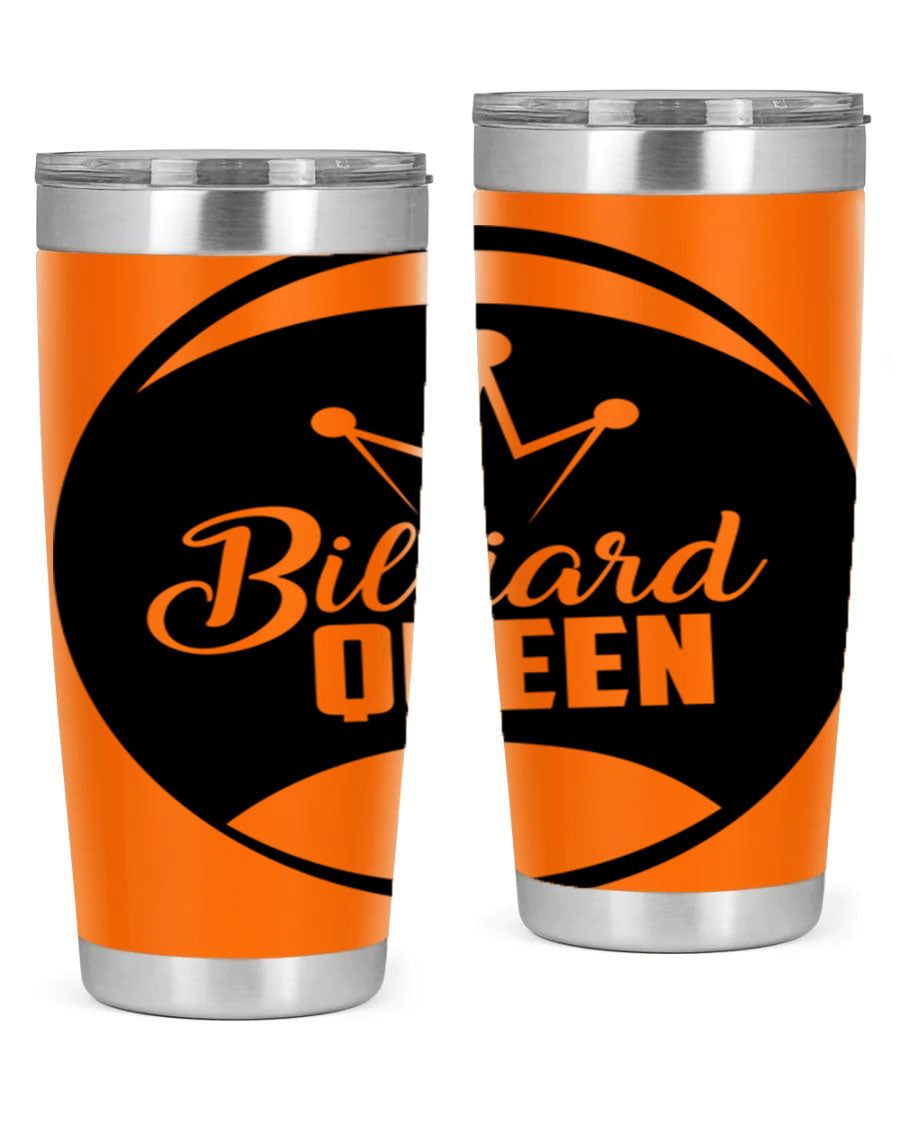 Billiard Queen 1415# 20oz stainless steel tumbler with copper lining, featuring a drink-thru lid and stylish design.