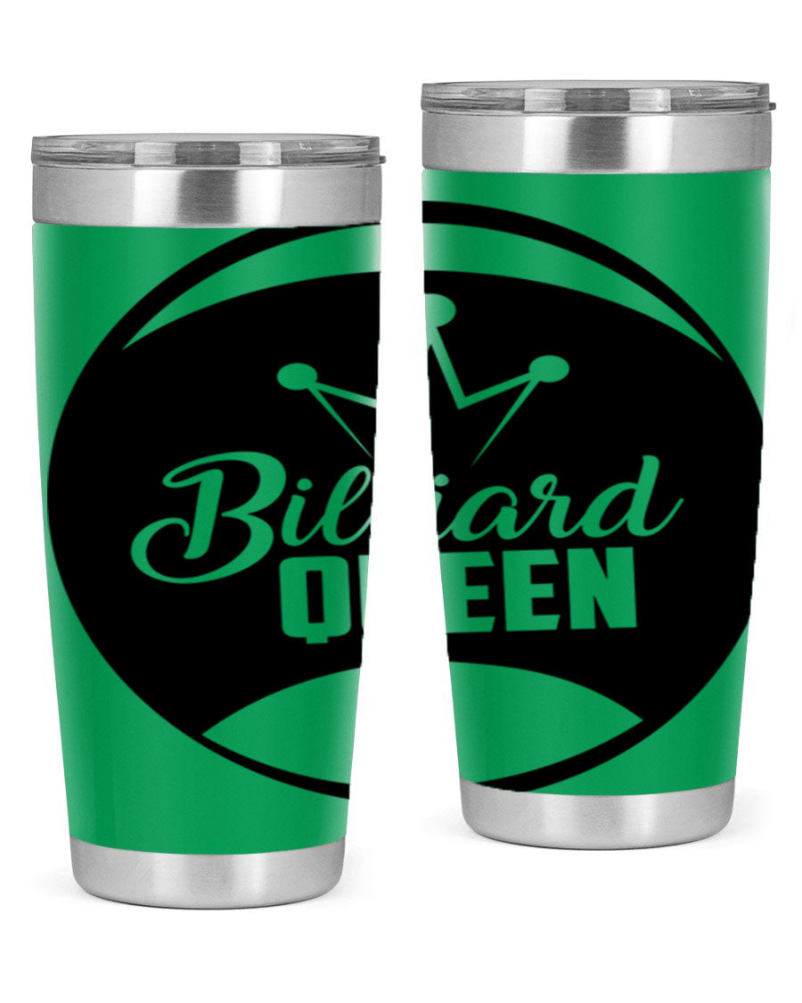 Billiard Queen 1415# 20oz stainless steel tumbler with copper lining, featuring a drink-thru lid and stylish design.