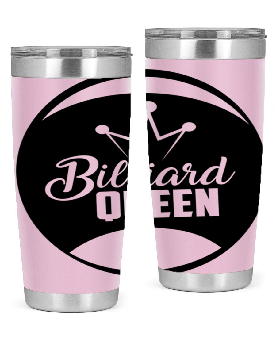 Billiard Queen 1415# 20oz stainless steel tumbler with copper lining, featuring a drink-thru lid and stylish design.