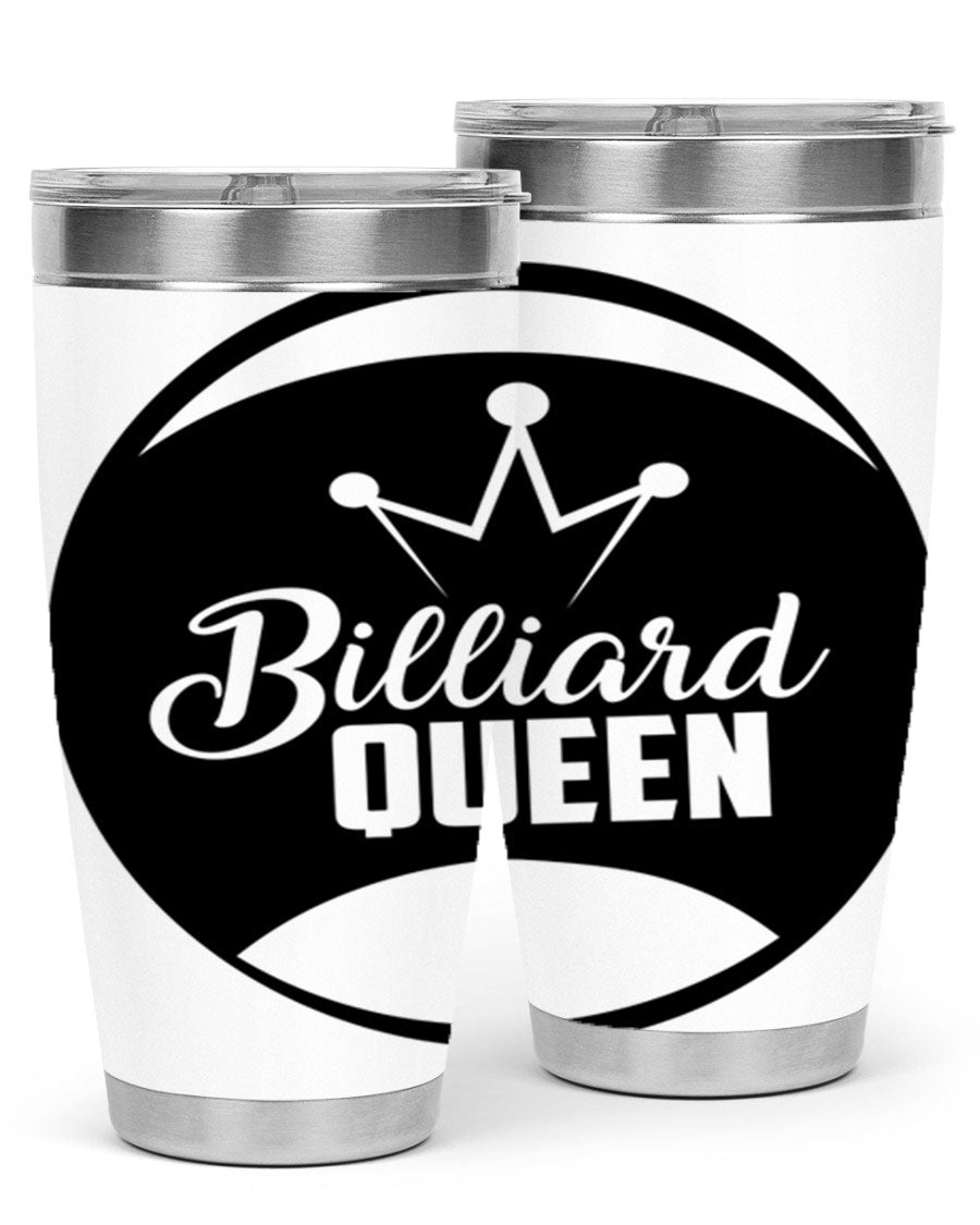 Billiard Queen 1415# 20oz stainless steel tumbler with copper lining, featuring a drink-thru lid and stylish design.