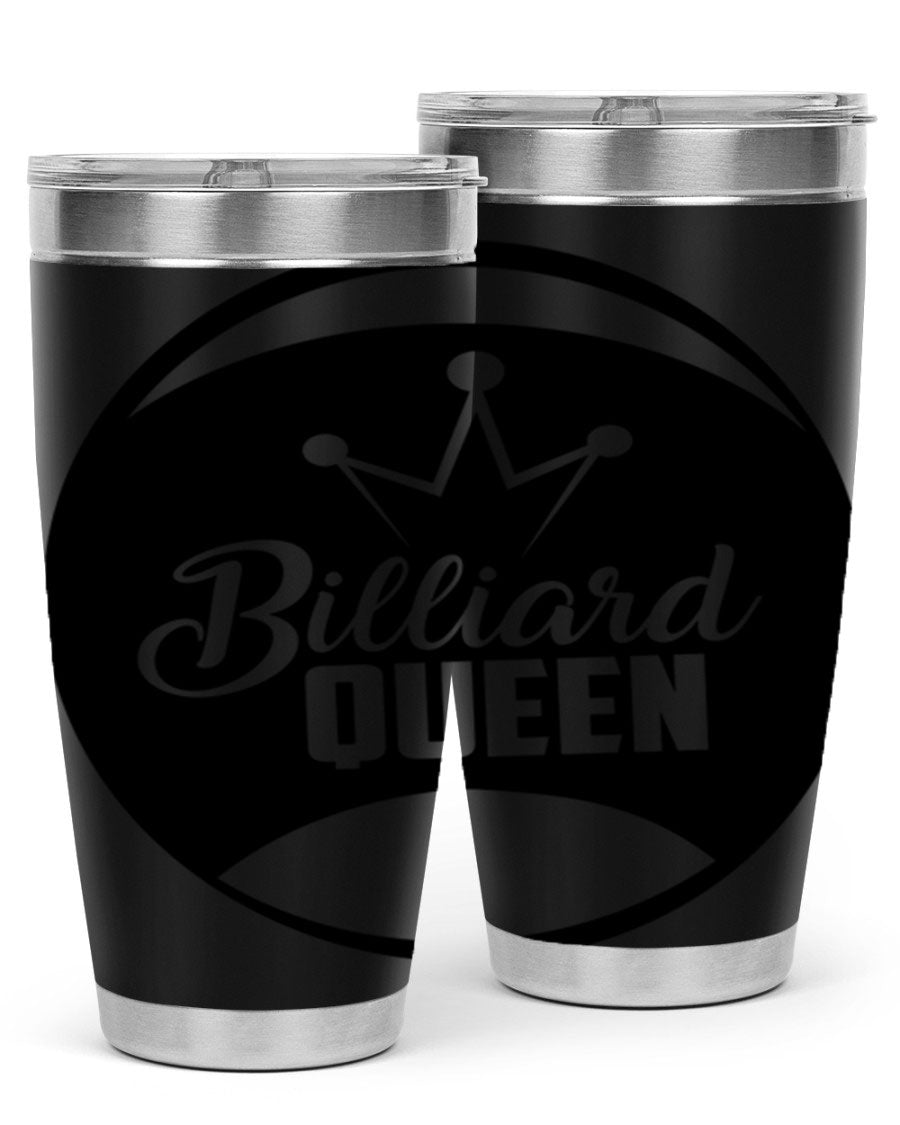 Billiard Queen 1415# 20oz stainless steel tumbler with copper lining, featuring a drink-thru lid and stylish design.