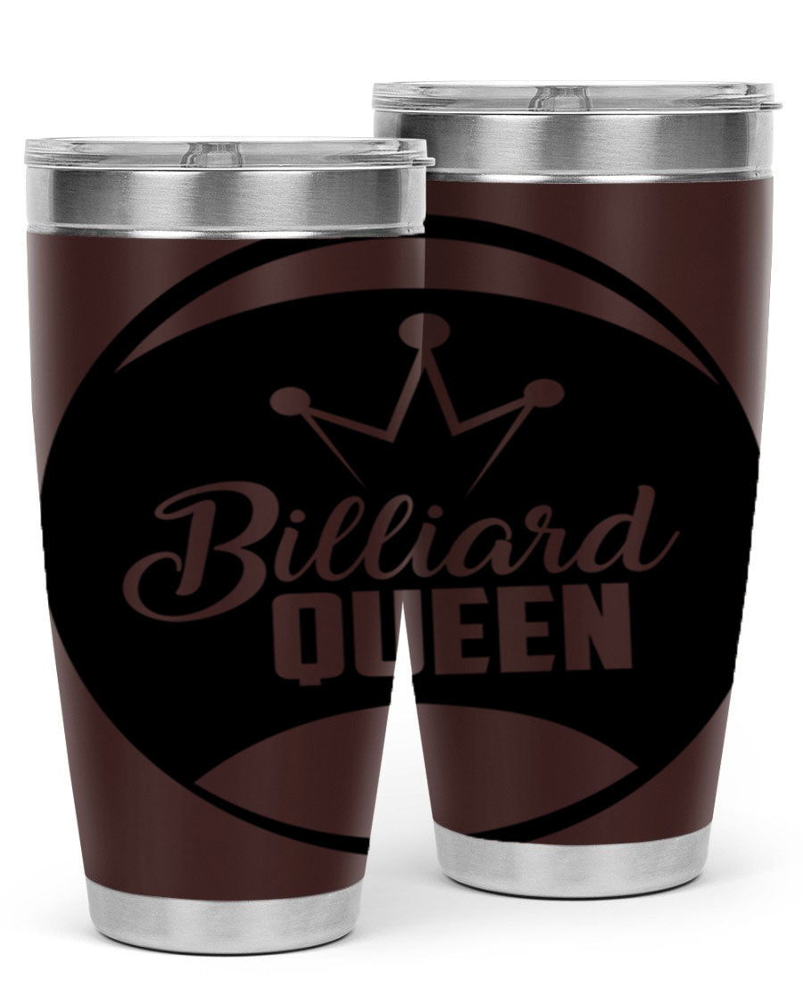 Billiard Queen 1415# 20oz stainless steel tumbler with copper lining, featuring a drink-thru lid and stylish design.