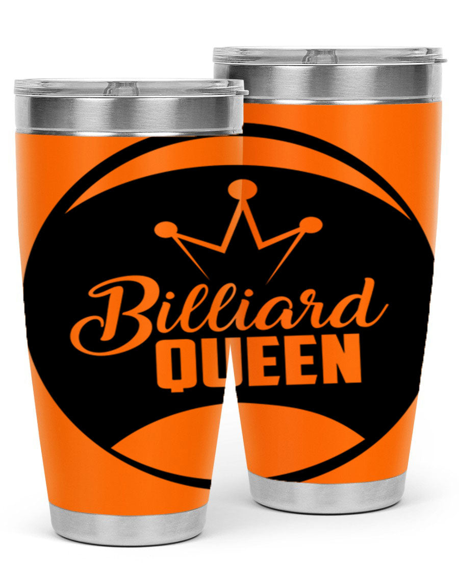 Billiard Queen 1415# 20oz stainless steel tumbler with copper lining, featuring a drink-thru lid and stylish design.