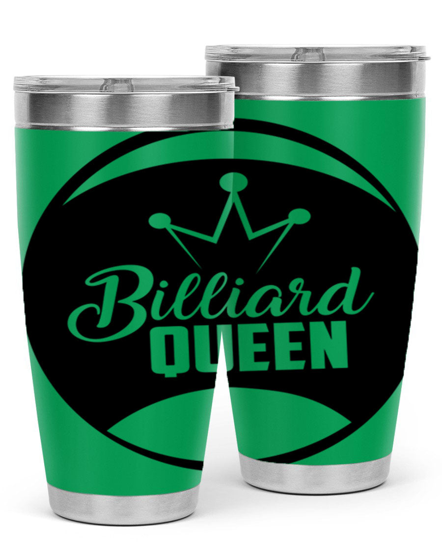 Billiard Queen 1415# 20oz stainless steel tumbler with copper lining, featuring a drink-thru lid and stylish design.