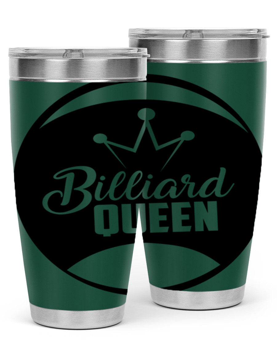 Billiard Queen 1415# 20oz stainless steel tumbler with copper lining, featuring a drink-thru lid and stylish design.