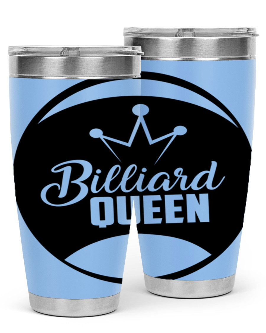 Billiard Queen 1415# 20oz stainless steel tumbler with copper lining, featuring a drink-thru lid and stylish design.