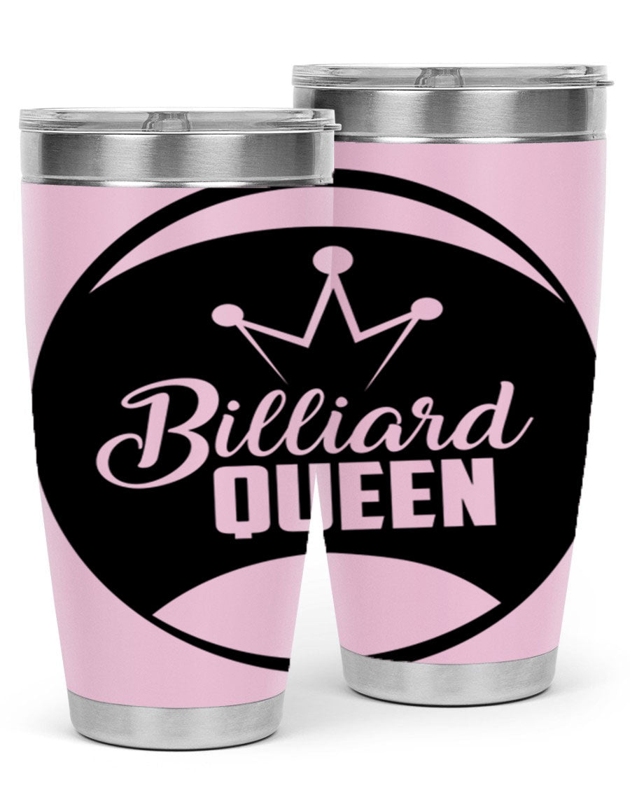 Billiard Queen 1415# 20oz stainless steel tumbler with copper lining, featuring a drink-thru lid and stylish design.