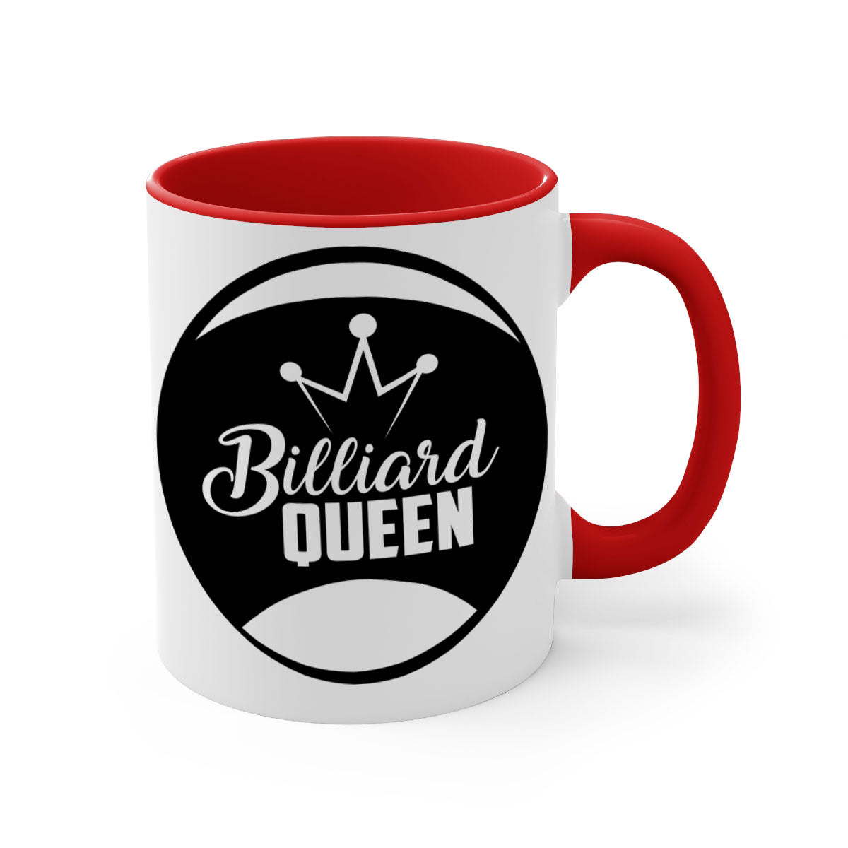 Billiard Queen 1415# Mug with colorful handle and glossy finish, available in multiple colors and sizes.