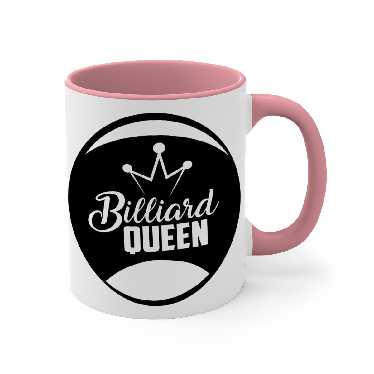 Billiard Queen 1415# Mug with colorful handle and glossy finish, available in multiple colors and sizes.