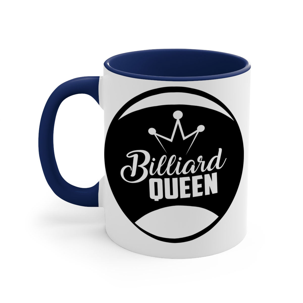 Billiard Queen 1415# Mug with colorful handle and glossy finish, available in multiple colors and sizes.