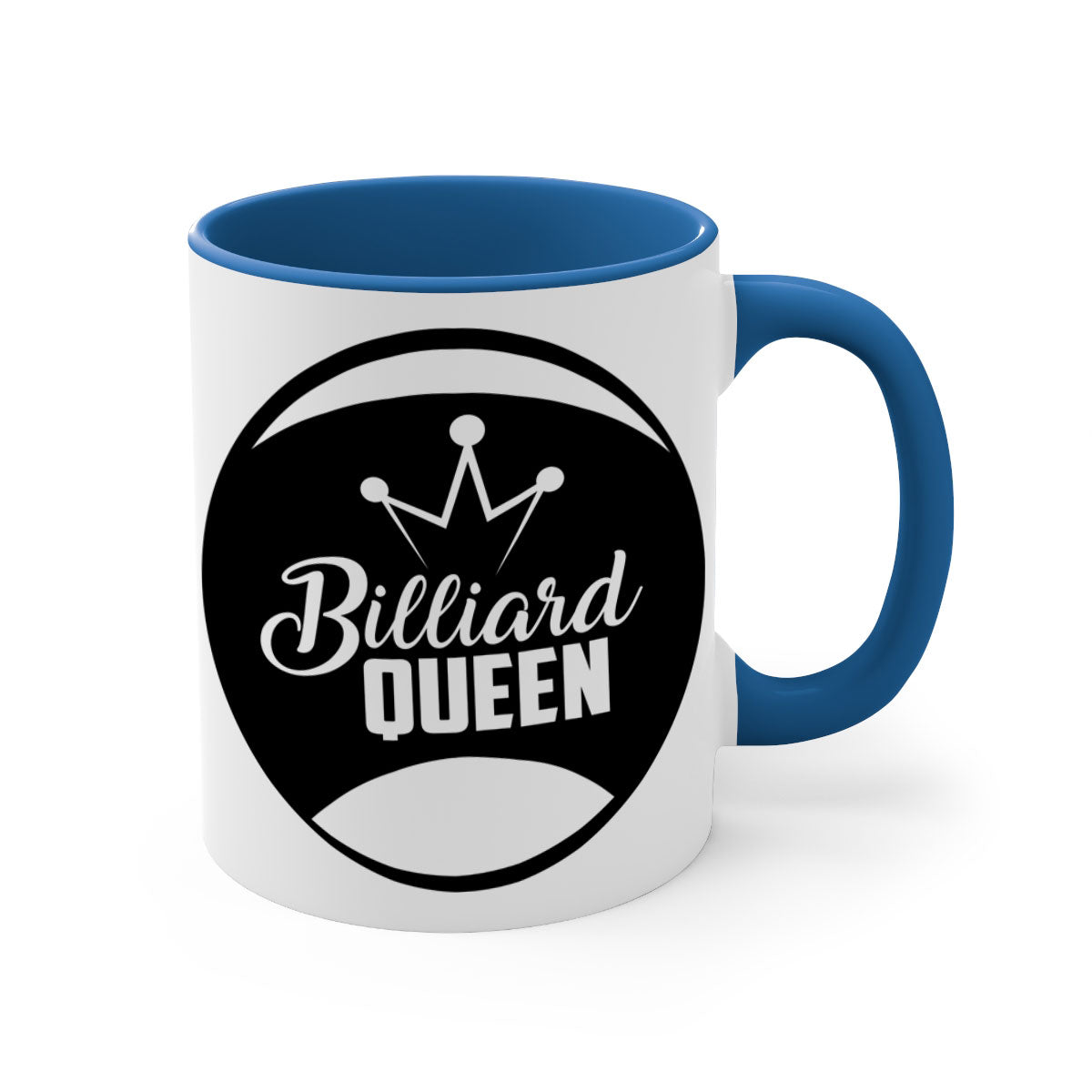 Billiard Queen 1415# Mug with colorful handle and glossy finish, available in multiple colors and sizes.