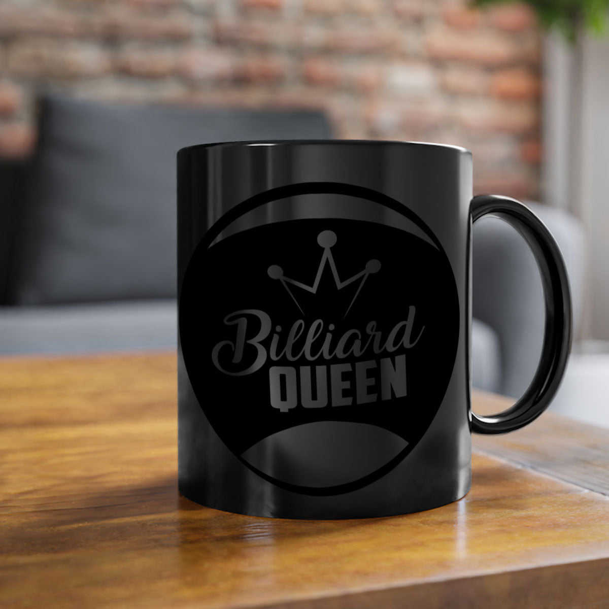 Billiard Queen 1415# Mug with colorful handle and glossy finish, available in multiple colors and sizes.