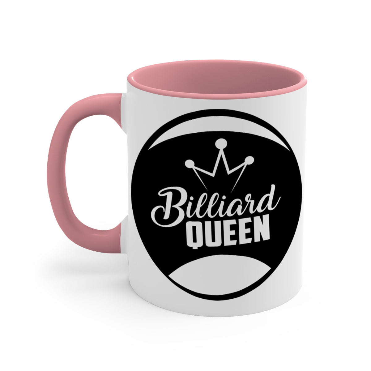 Billiard Queen 1415# Mug with colorful handle and glossy finish, available in multiple colors and sizes.