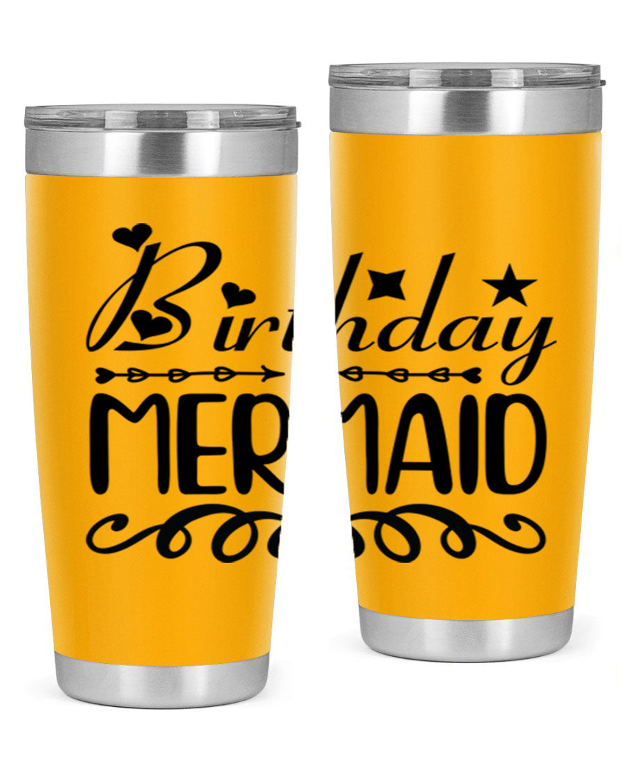 Birthday Mermaid 75# Tumbler, 20oz stainless steel with vibrant mermaid design, perfect for hot and cold beverages.