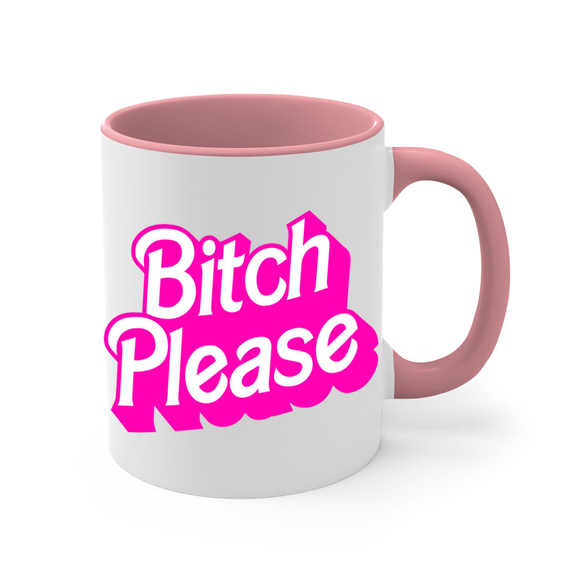 Bitch Please 253# Mug with black phrases, colorful handle and interior, showcasing a glossy finish.