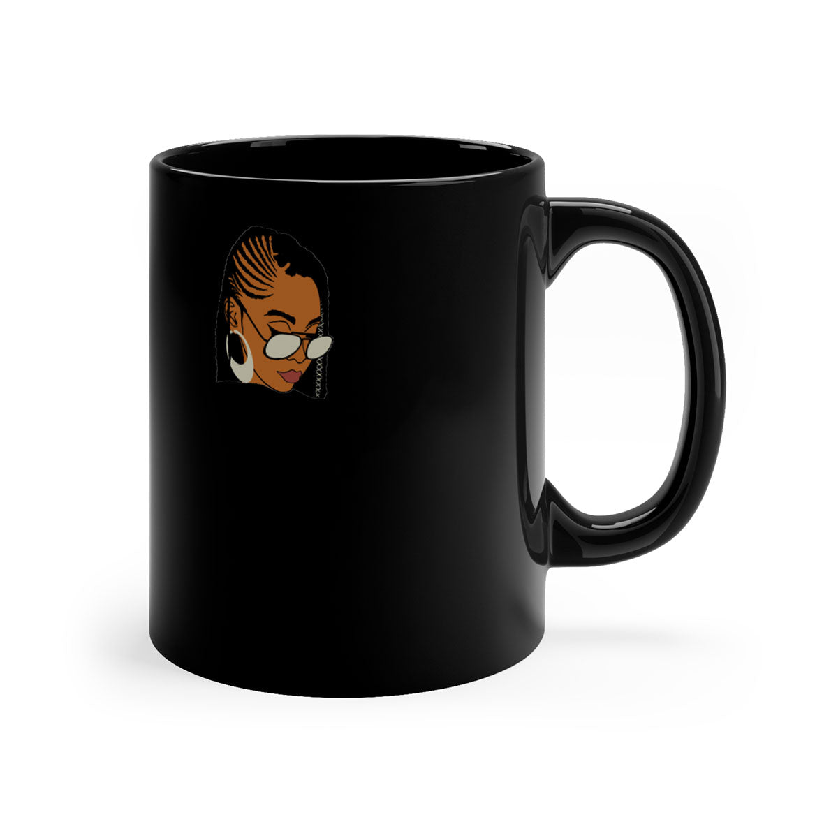 Black afro 39# Mug featuring a glossy finish with a colored handle and interior, perfect for coffee and tea lovers.