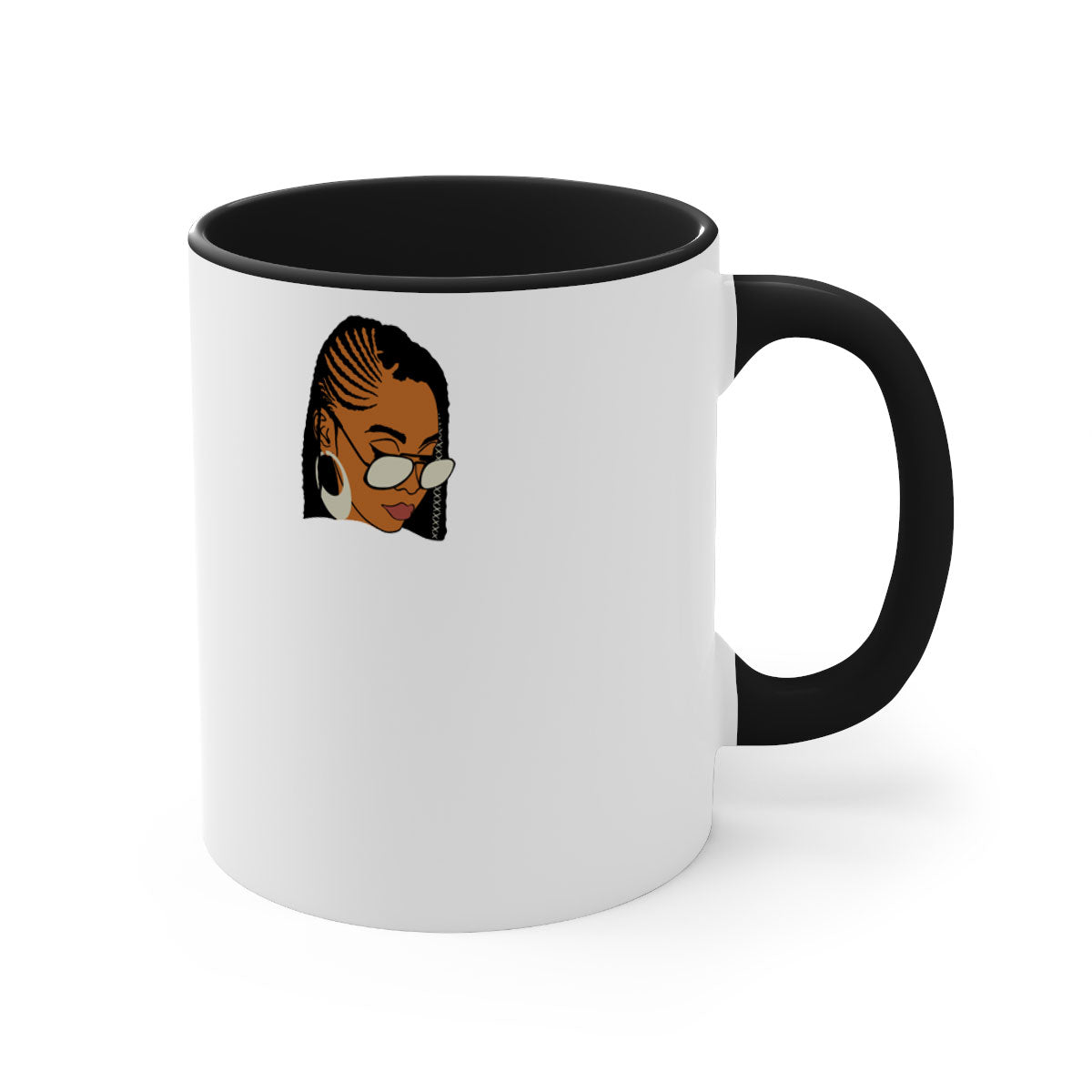 Black afro 39# Mug featuring a glossy finish with a colored handle and interior, perfect for coffee and tea lovers.