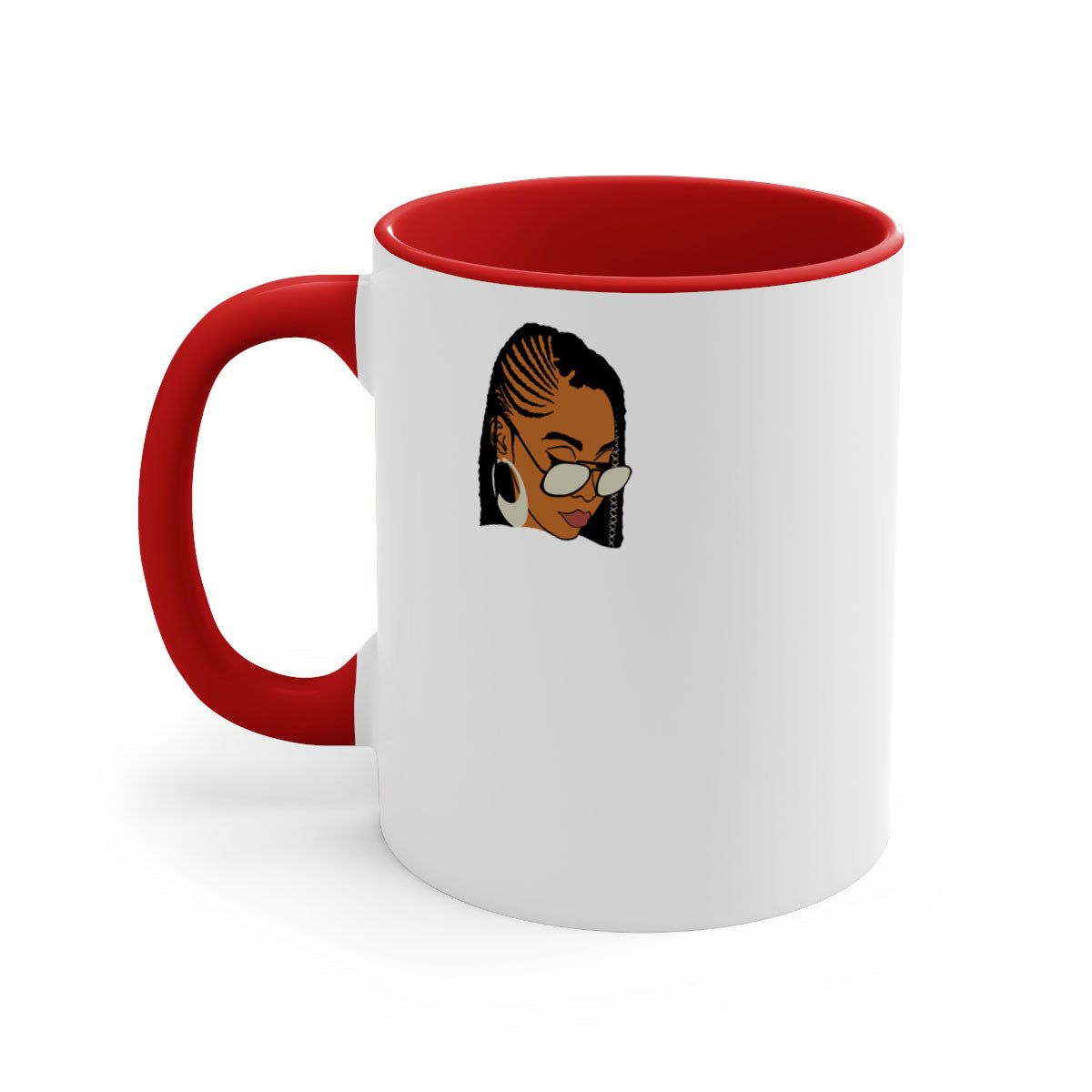 Black afro 39# Mug featuring a glossy finish with a colored handle and interior, perfect for coffee and tea lovers.