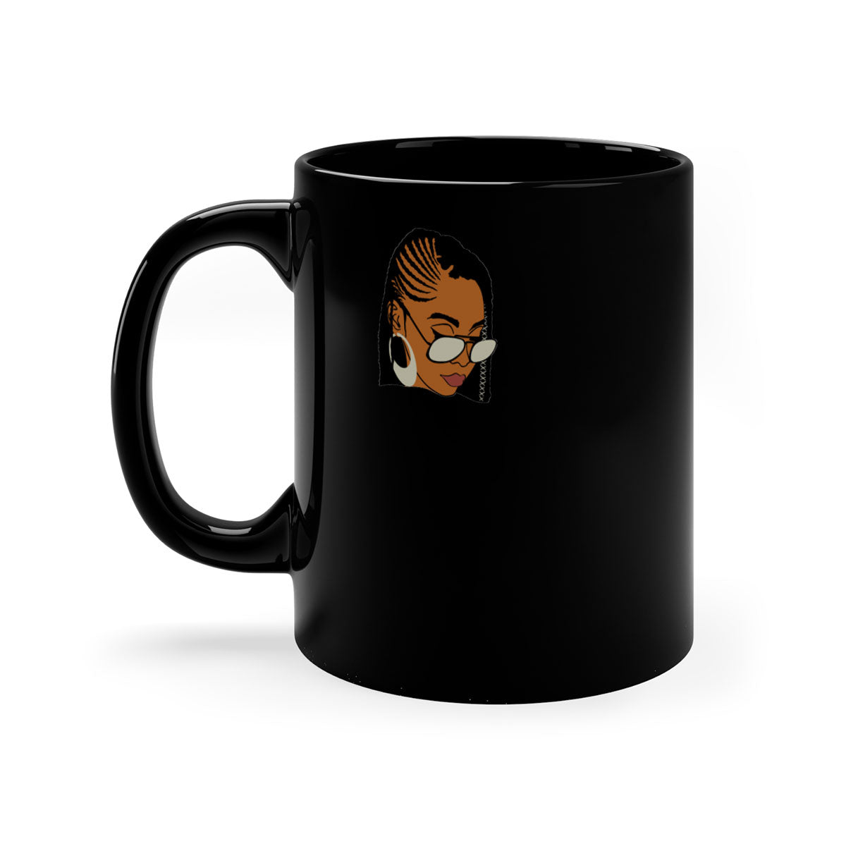 Black afro 39# Mug featuring a glossy finish with a colored handle and interior, perfect for coffee and tea lovers.