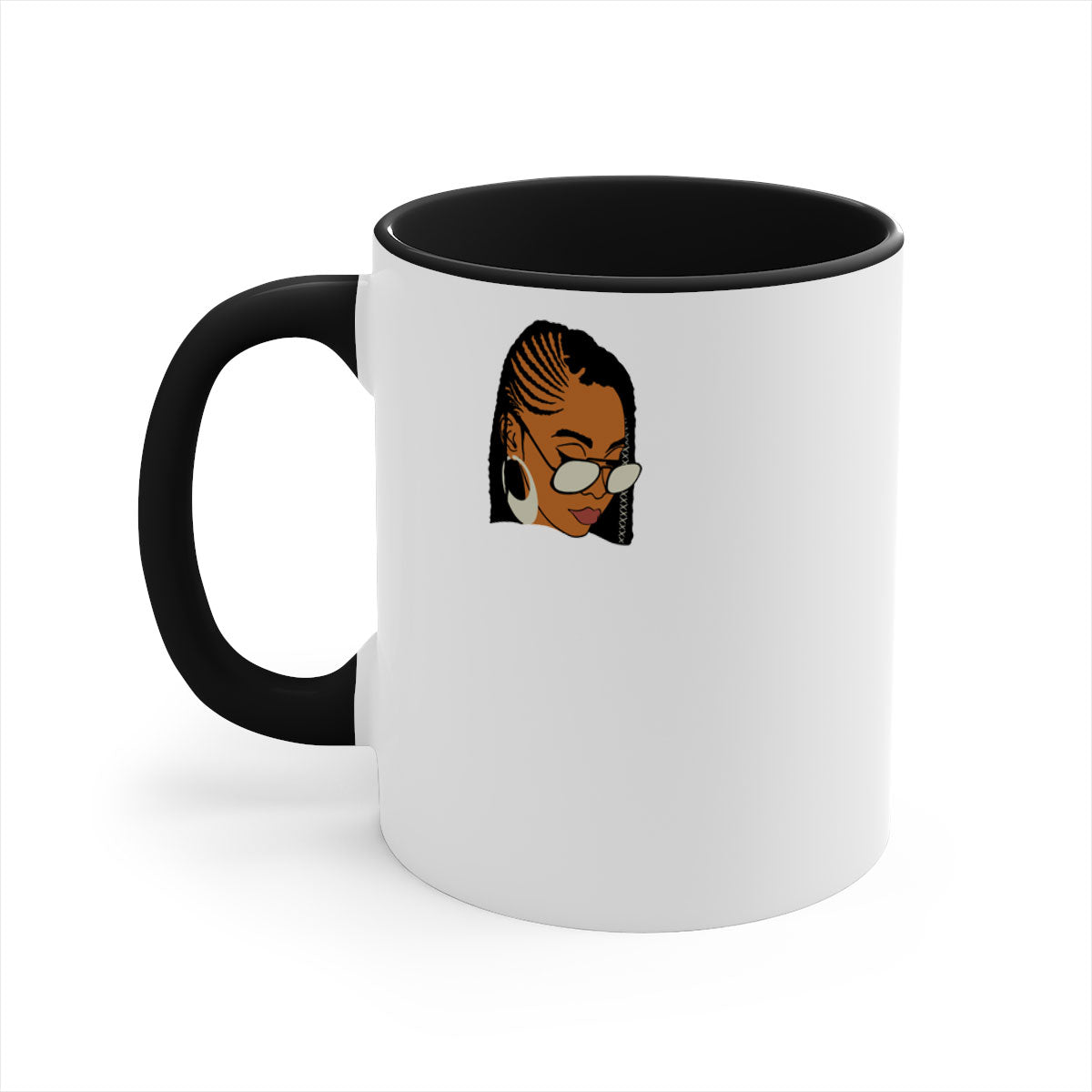 Black afro 39# Mug featuring a glossy finish with a colored handle and interior, perfect for coffee and tea lovers.