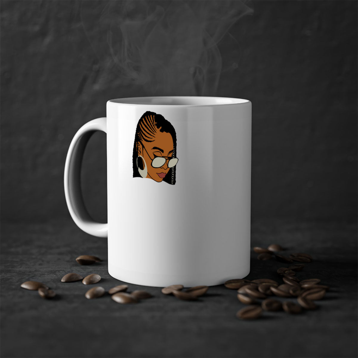 Black afro 39# Mug featuring a glossy finish with a colored handle and interior, perfect for coffee and tea lovers.