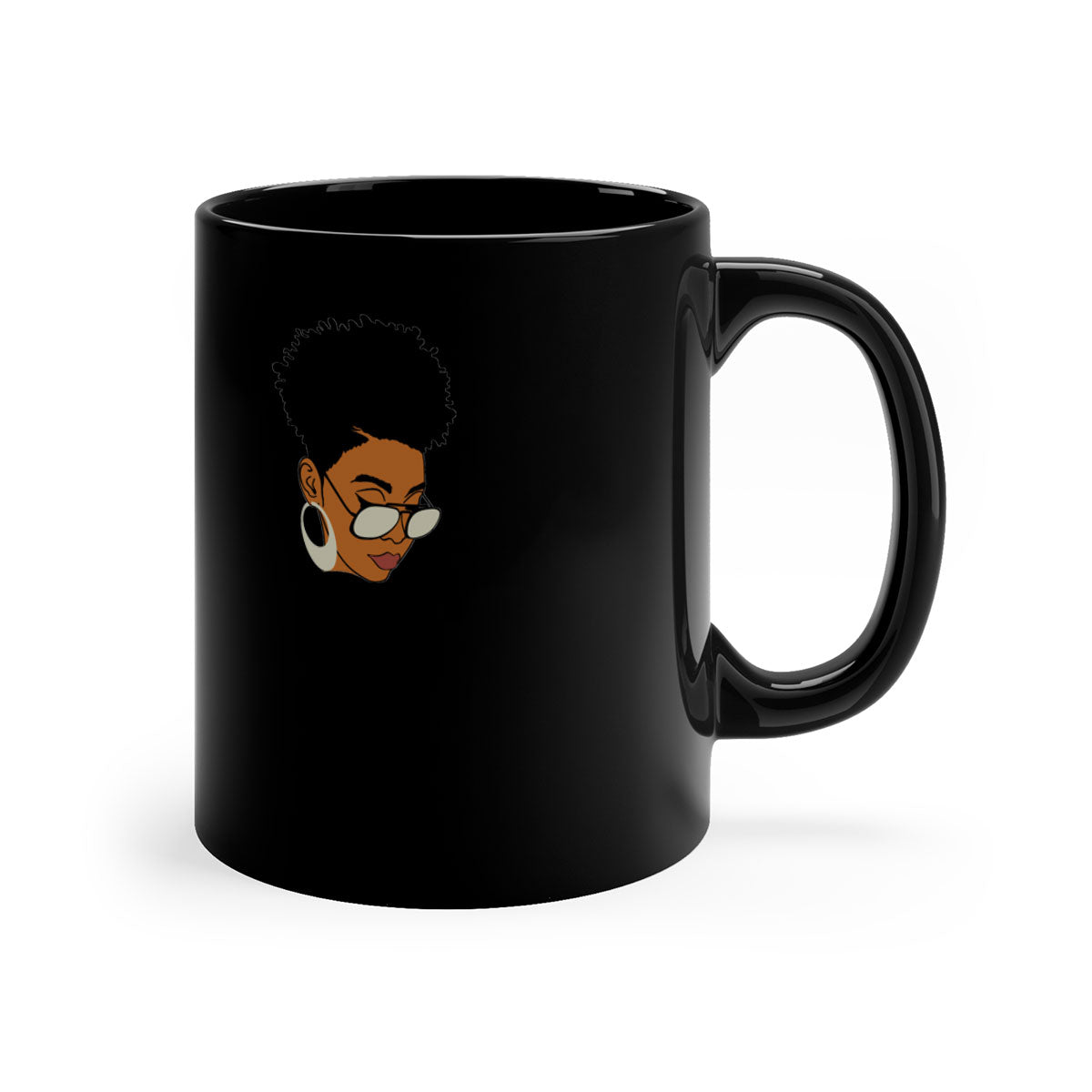 Black Afro 44# Mug featuring a two-tone design with a colored handle and glossy finish, perfect for coffee and tea lovers.