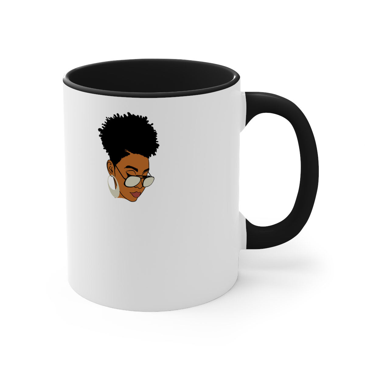 Black Afro 44# Mug featuring a two-tone design with a colored handle and glossy finish, perfect for coffee and tea lovers.