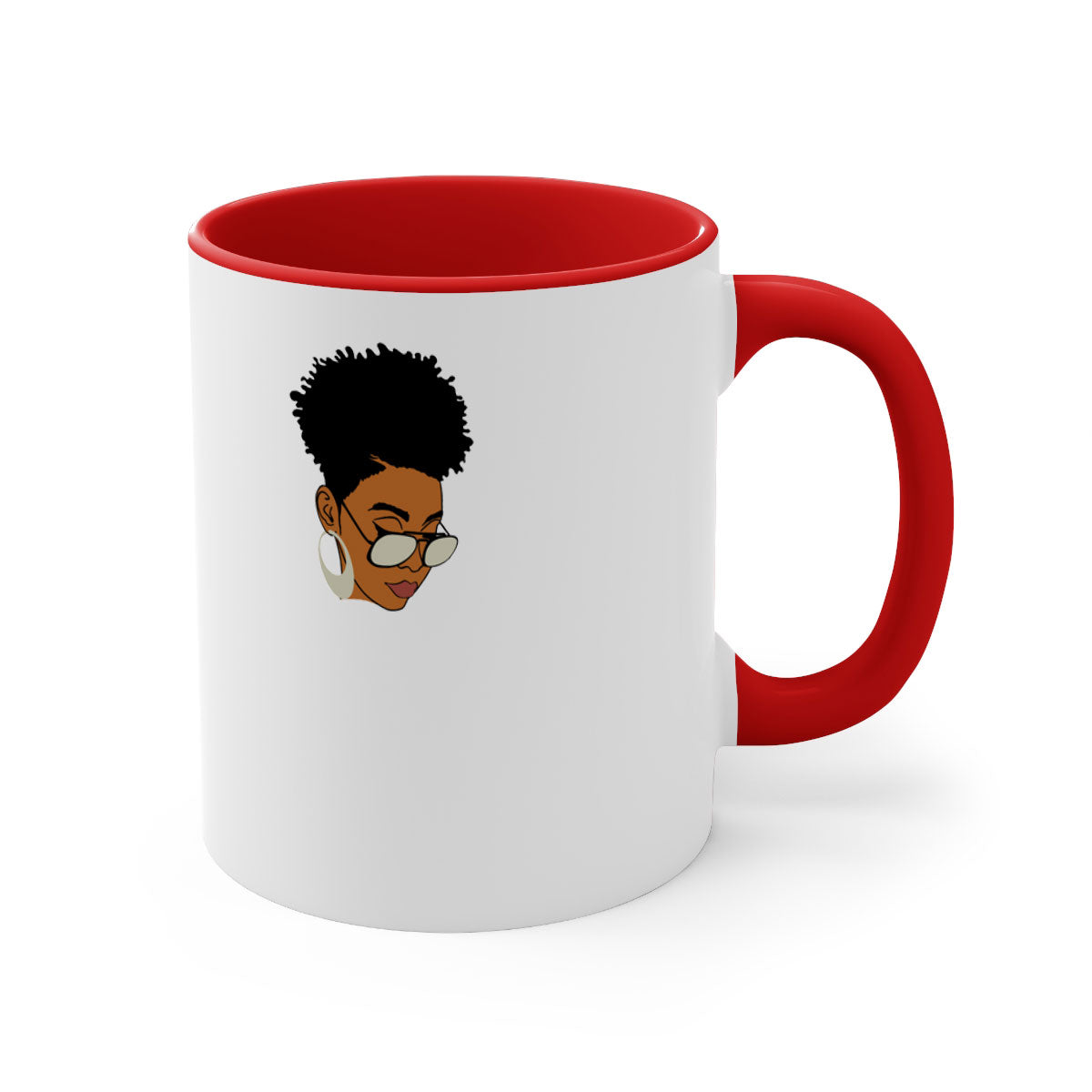 Black Afro 44# Mug featuring a two-tone design with a colored handle and glossy finish, perfect for coffee and tea lovers.