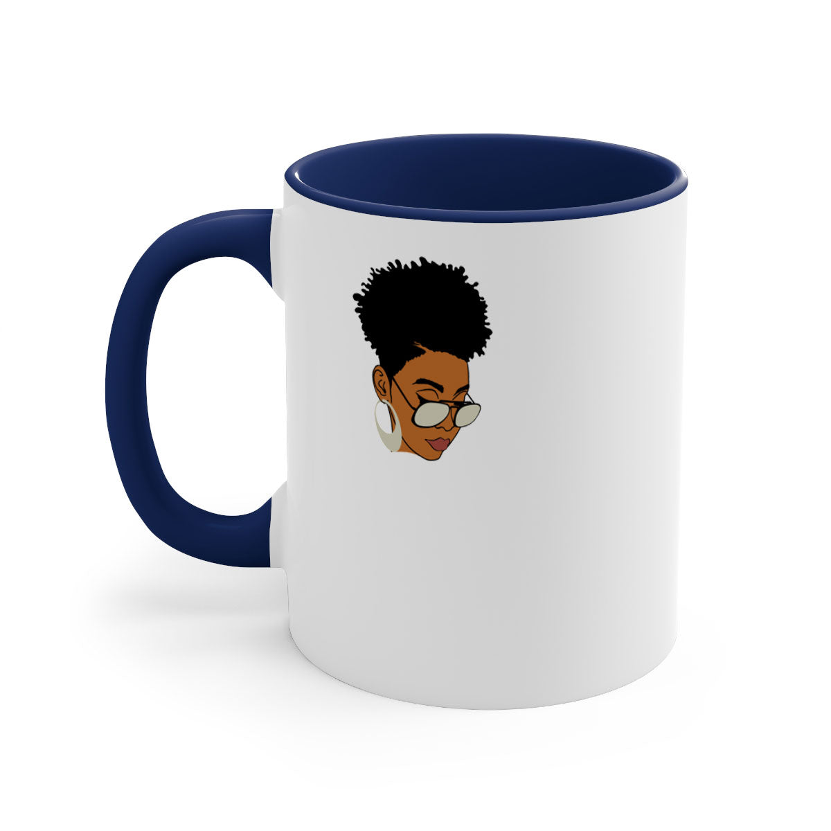 Black Afro 44# Mug featuring a two-tone design with a colored handle and glossy finish, perfect for coffee and tea lovers.