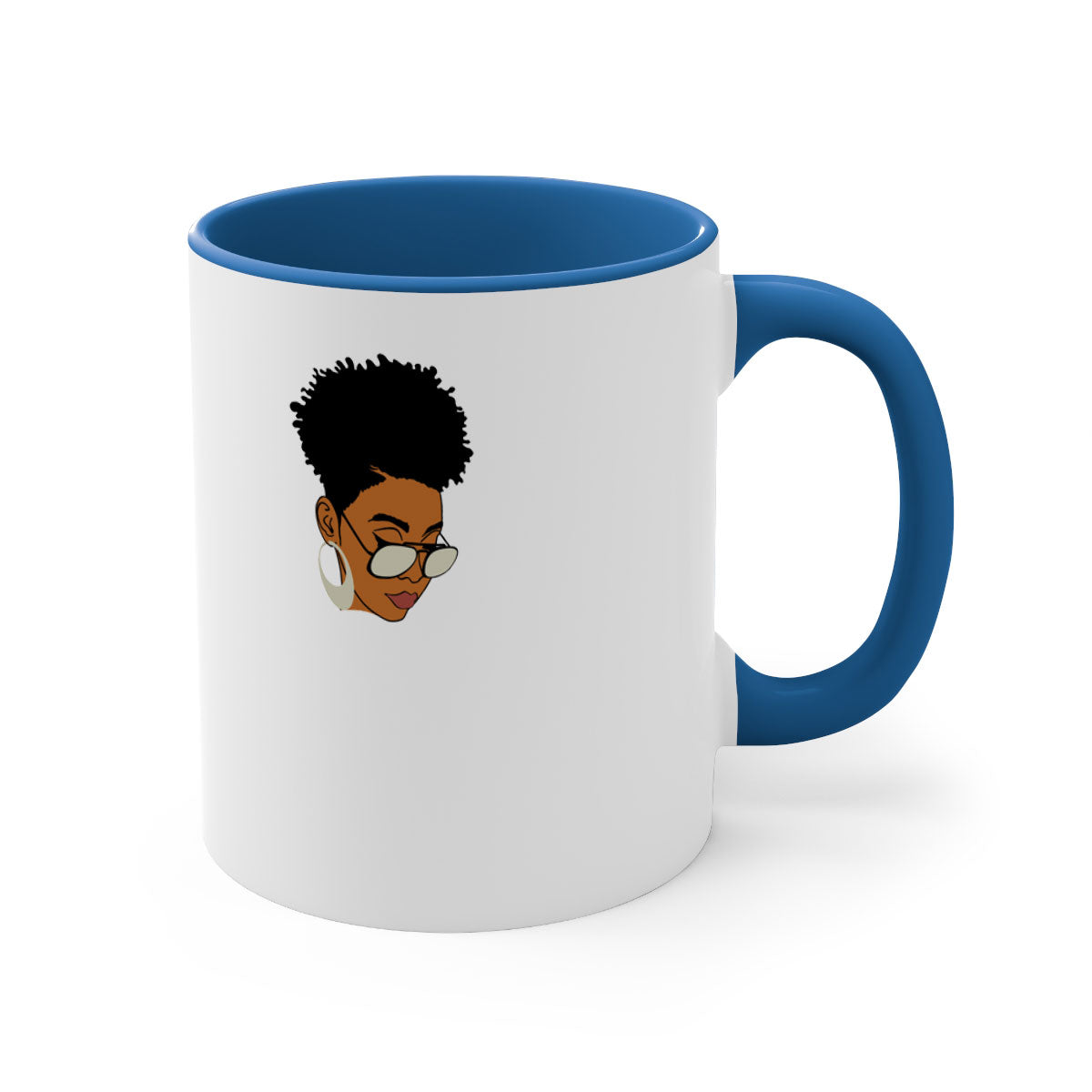 Black Afro 44# Mug featuring a two-tone design with a colored handle and glossy finish, perfect for coffee and tea lovers.