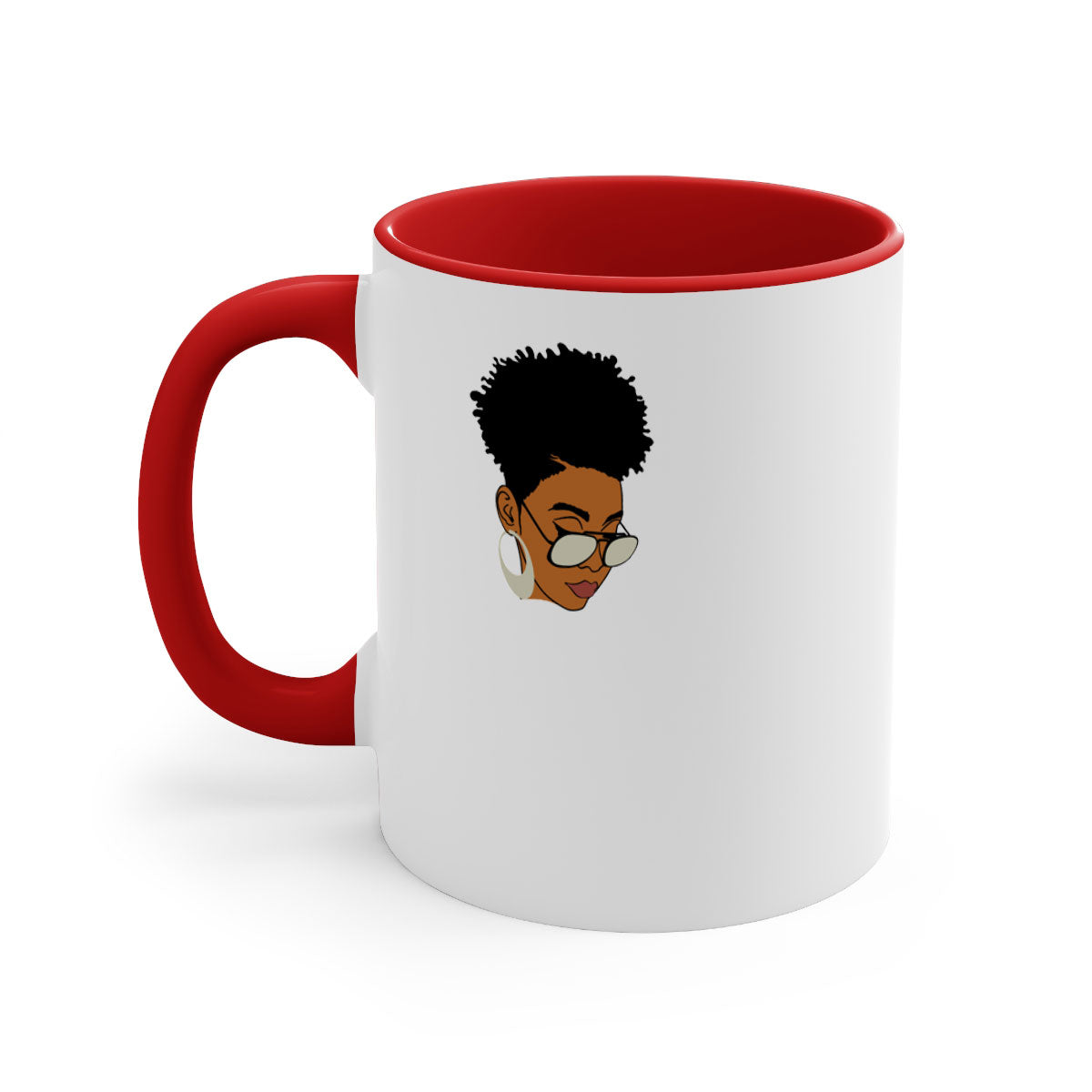 Black Afro 44# Mug featuring a two-tone design with a colored handle and glossy finish, perfect for coffee and tea lovers.