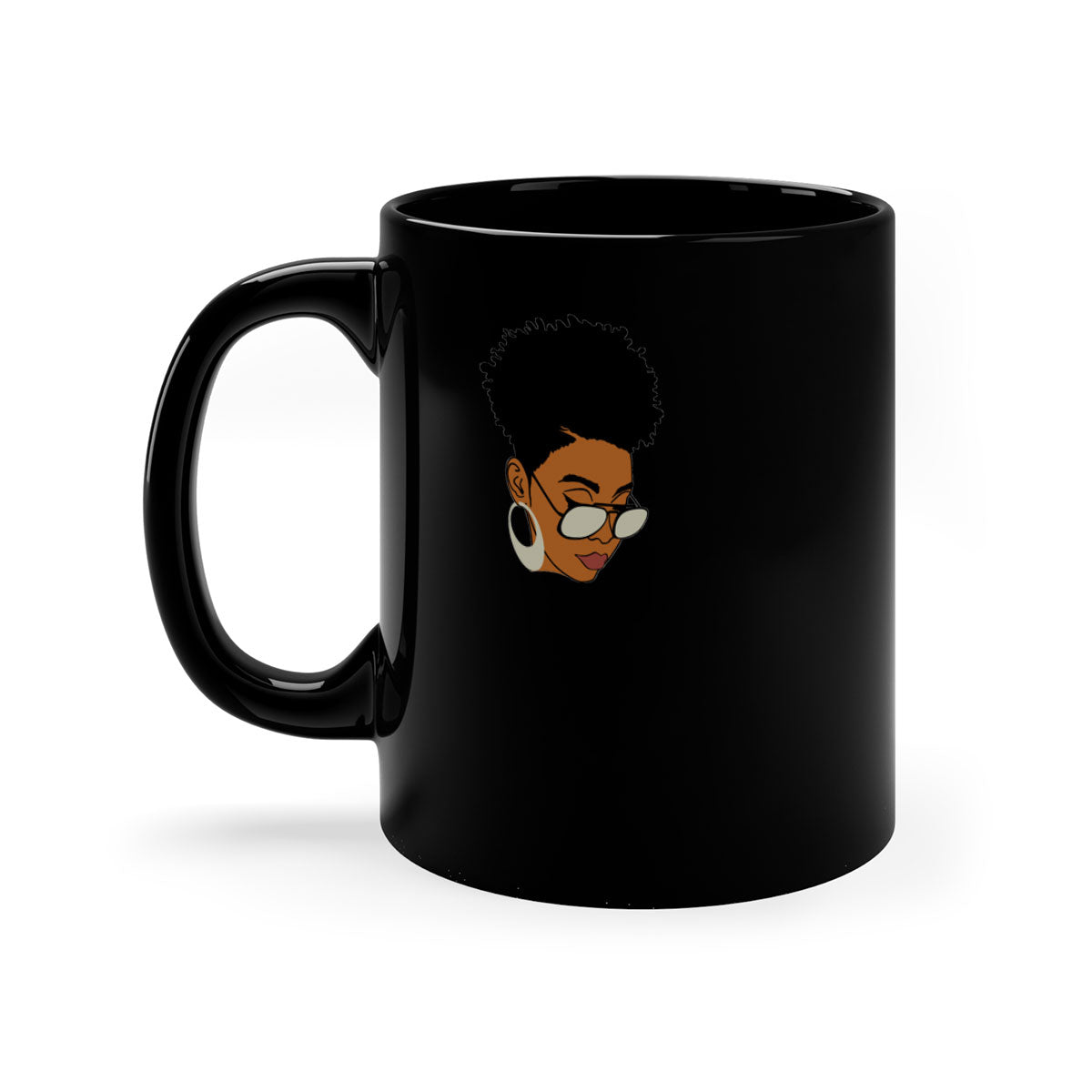 Black Afro 44# Mug featuring a two-tone design with a colored handle and glossy finish, perfect for coffee and tea lovers.