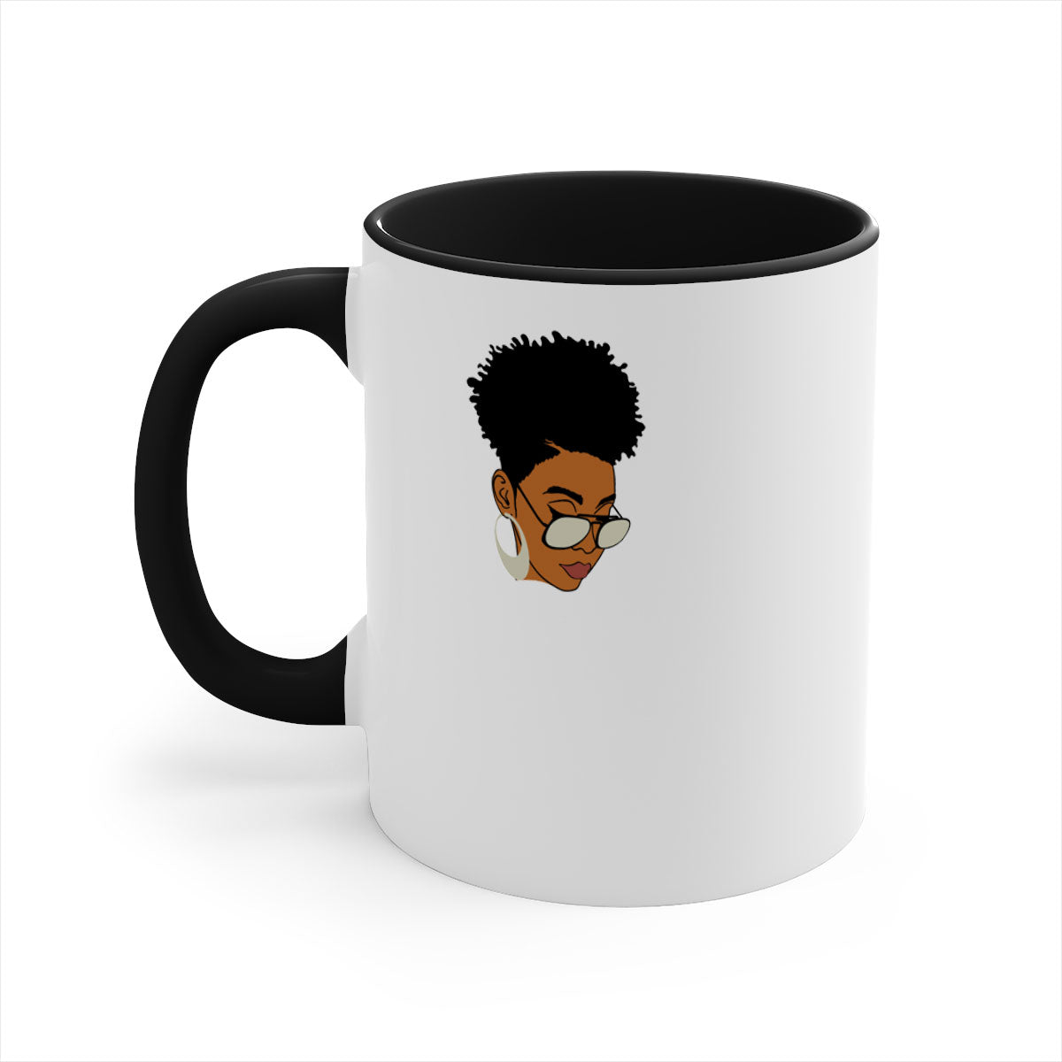 Black Afro 44# Mug featuring a two-tone design with a colored handle and glossy finish, perfect for coffee and tea lovers.