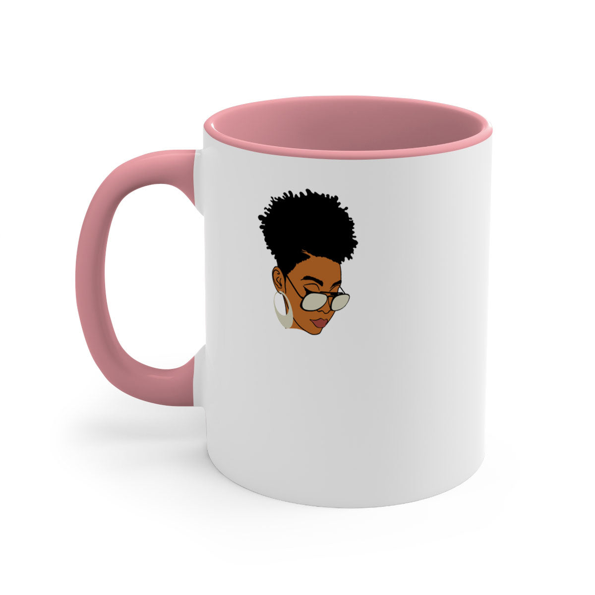 Black Afro 44# Mug featuring a two-tone design with a colored handle and glossy finish, perfect for coffee and tea lovers.